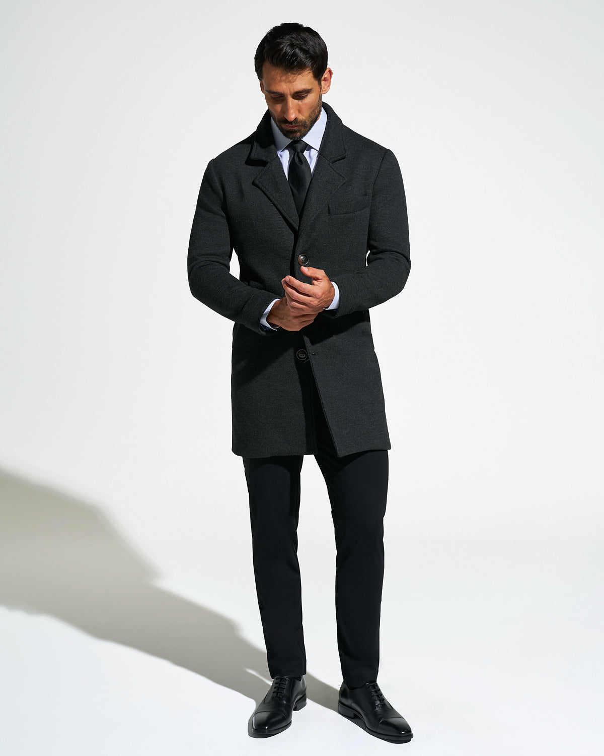 State & Liberty - 3 Button Overcoat - Charcoal Herringbone