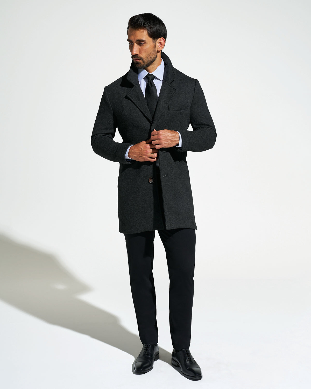 State & Liberty - 3 Button Overcoat - Charcoal Herringbone