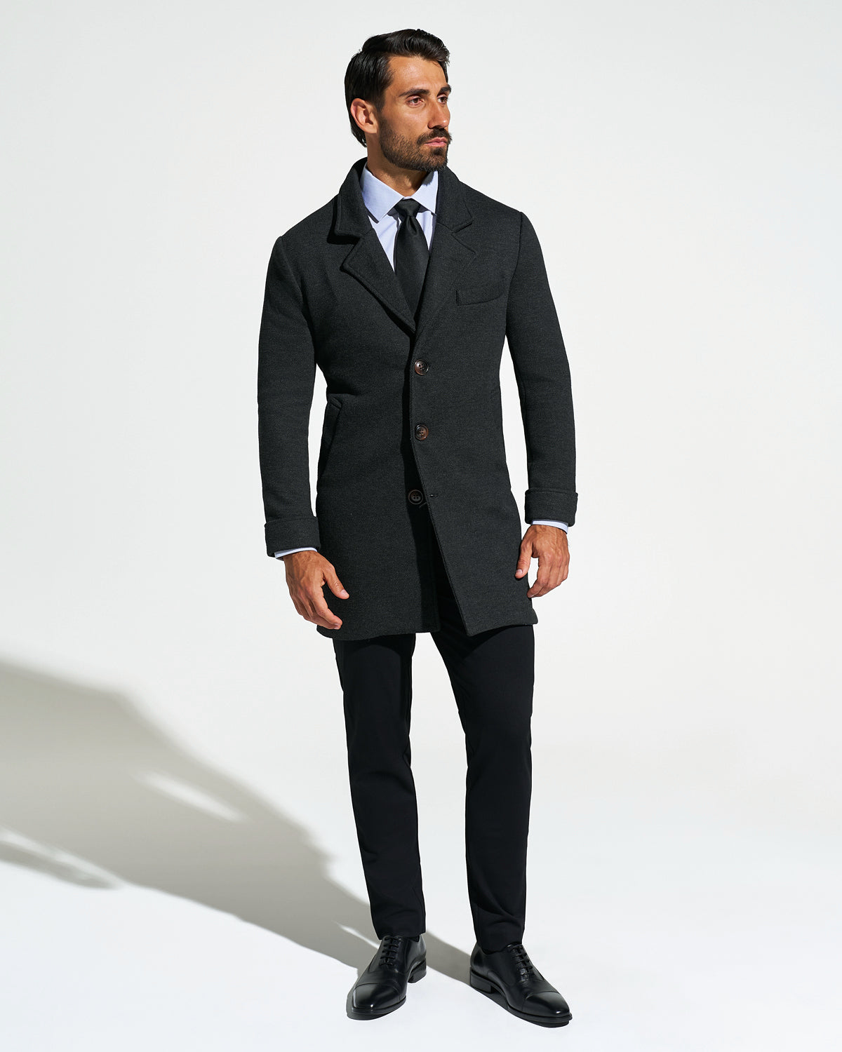 State & Liberty - 3 Button Overcoat - Charcoal Herringbone