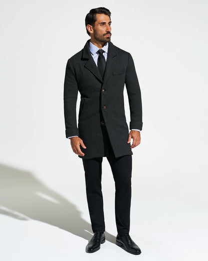 State & Liberty - 3 Button Overcoat - Charcoal Herringbone