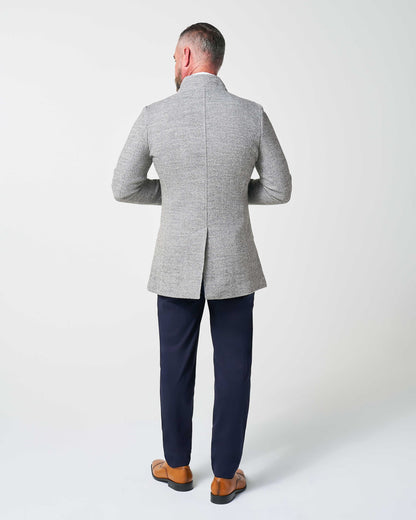 State & Liberty - Open Button Overcoat - Grey Herringbone