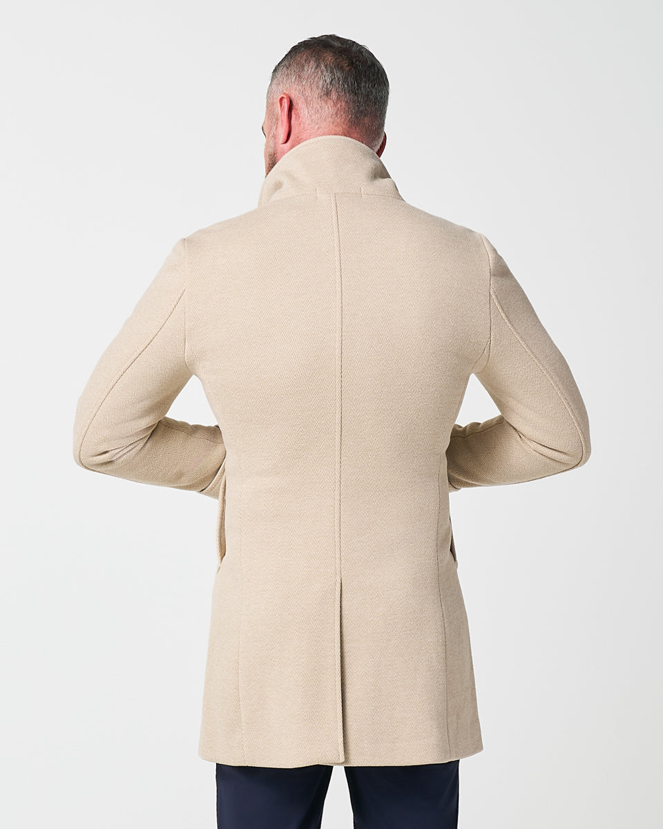 State & Liberty - 3 Button Overcoat - Tan Herringbone