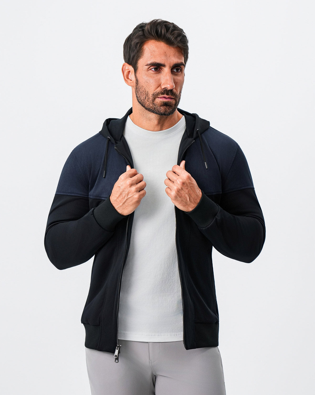 State & Liberty - Hooded Hybrid Suede Jacket - Black