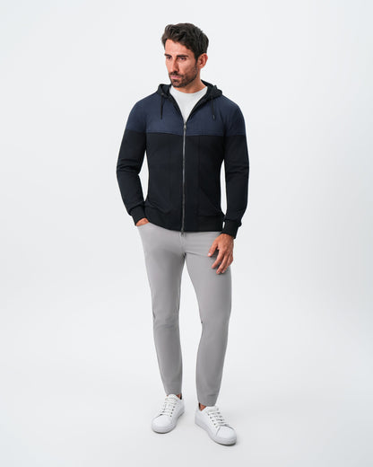 State & Liberty - Hooded Hybrid Suede Jacket - Black