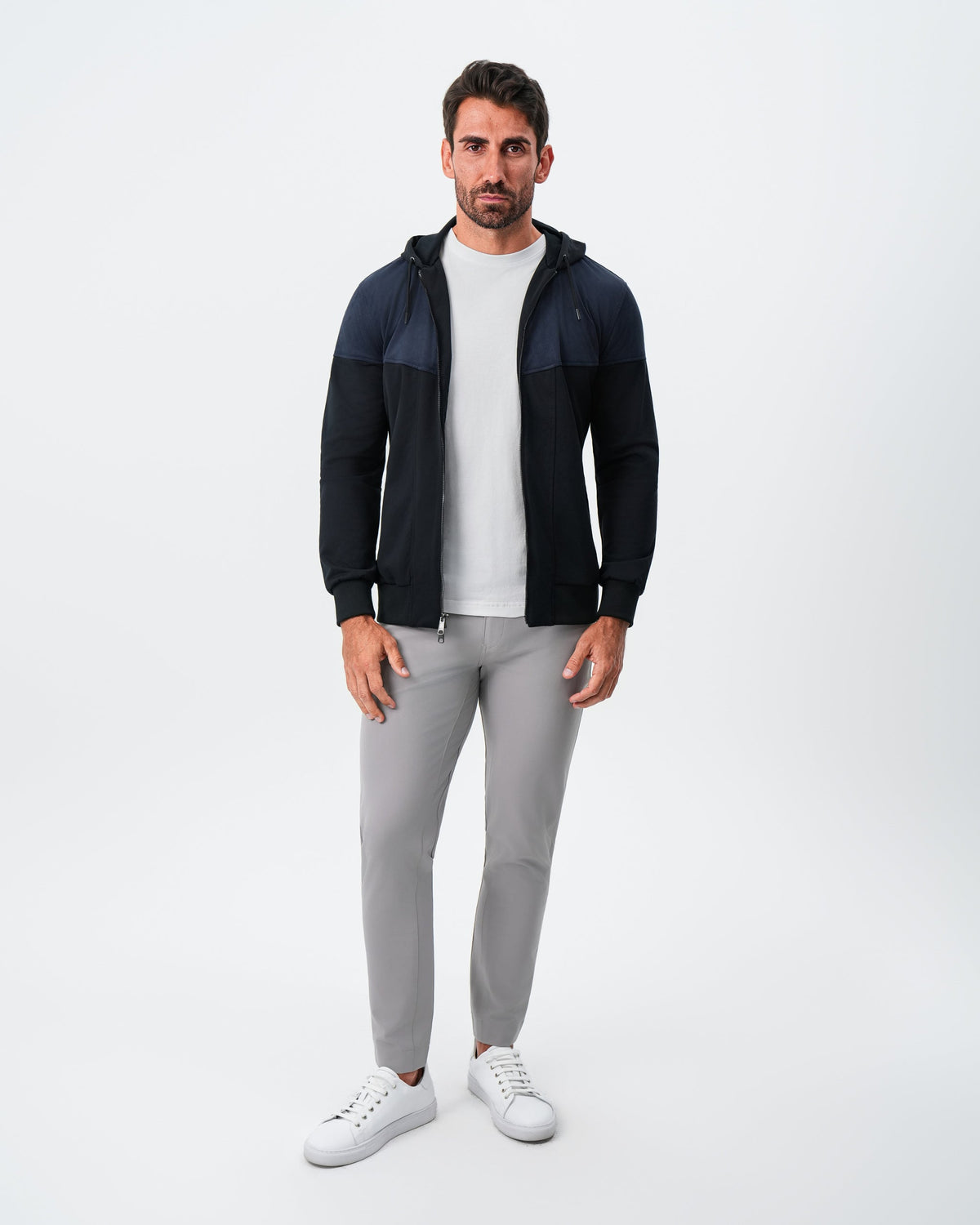 State & Liberty - Hooded Hybrid Suede Jacket - Black