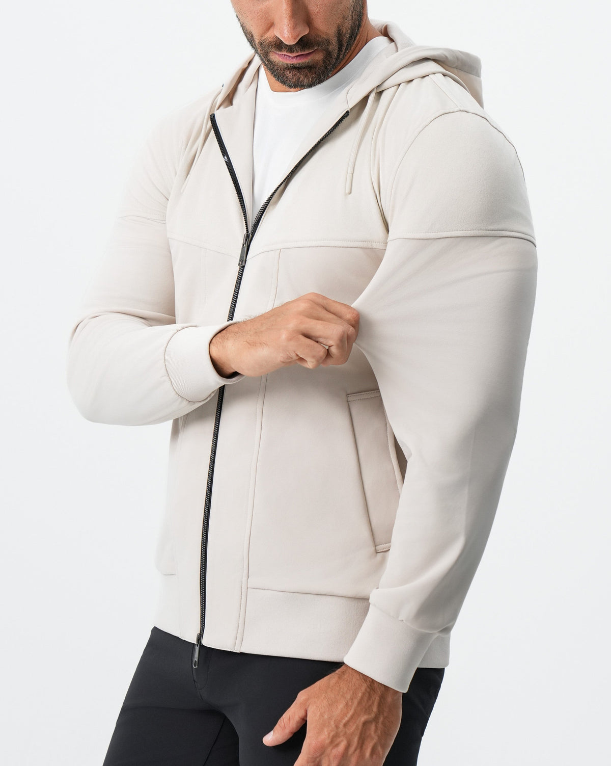 State & Liberty - Hooded Hybrid Suede Jacket - Cream