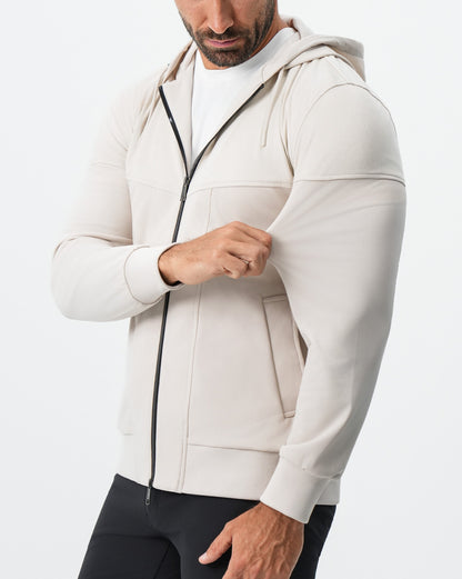 State & Liberty - Hooded Hybrid Suede Jacket - Cream