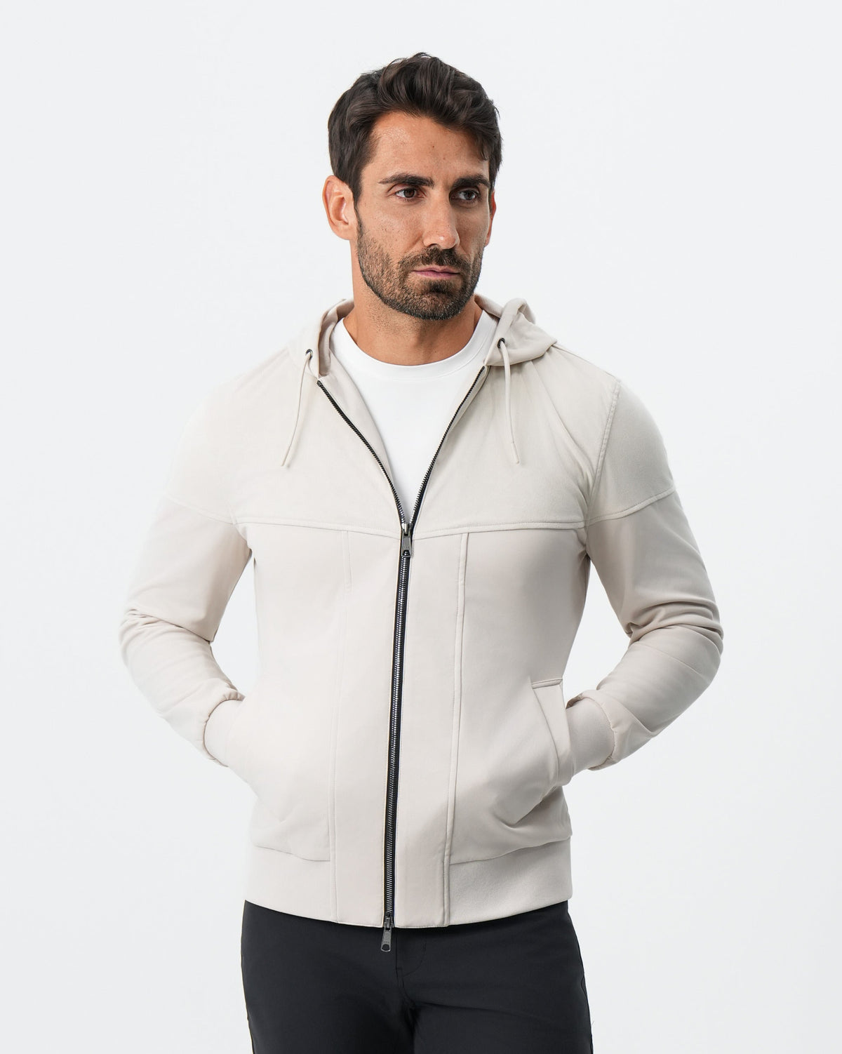 State & Liberty - Hooded Hybrid Suede Jacket - Cream
