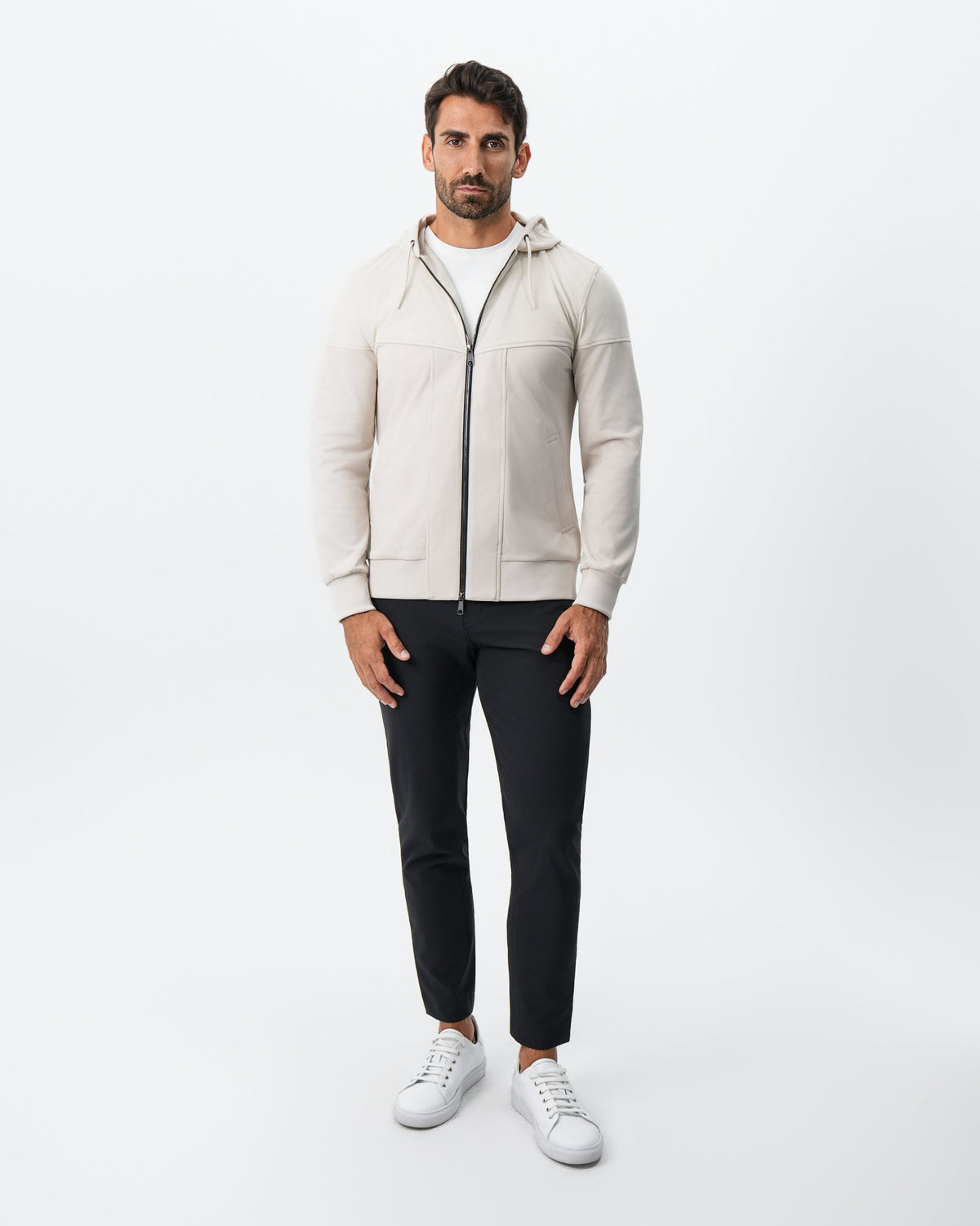 State & Liberty - Hooded Hybrid Suede Jacket - Cream