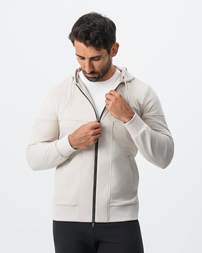 State & Liberty - Hooded Hybrid Suede Jacket - Cream