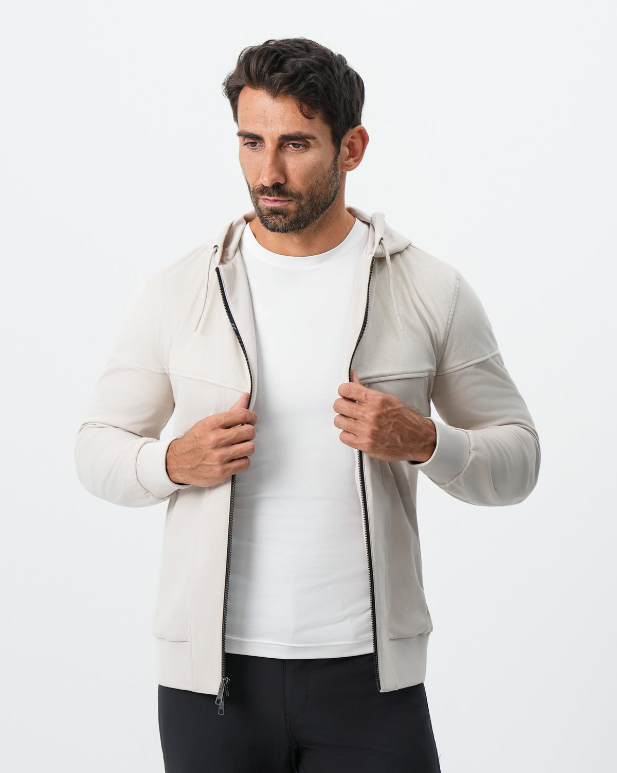 State & Liberty - Hooded Hybrid Suede Jacket - Cream