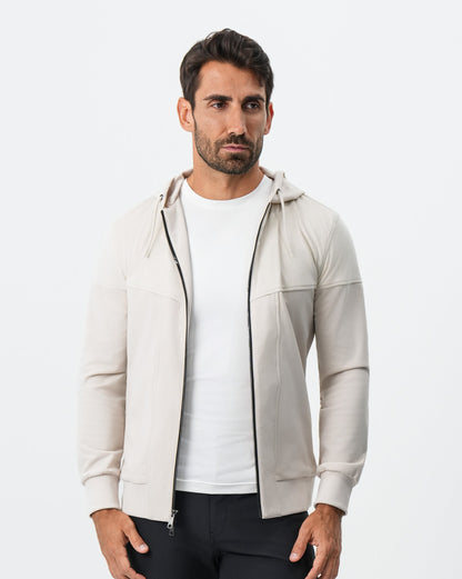 State & Liberty - Hooded Hybrid Suede Jacket - Cream
