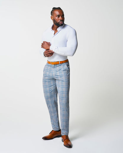 State & Liberty - Athletic Fit Stretch Suit - Grey & Royal Blue Plaid