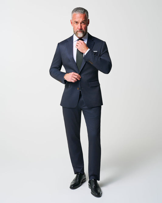 State & Liberty - Athletic Fit Stretch Suit - Knit Blue Chalk Stripe