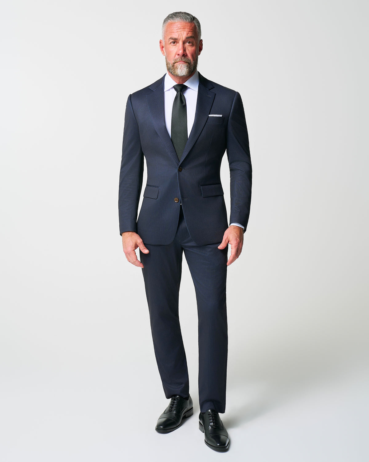 State & Liberty - Athletic Fit Stretch Suit - Knit Blue Chalk Stripe
