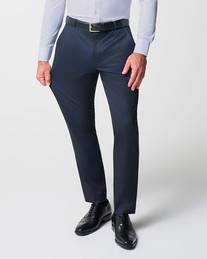 State & Liberty - Athletic Fit Stretch Suit - Knit Blue Chalk Stripe