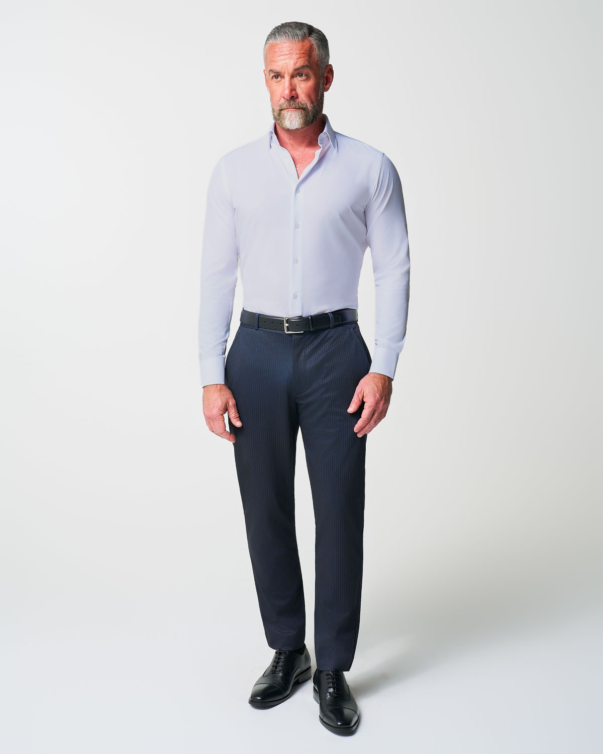 State & Liberty - Athletic Fit Stretch Suit - Knit Blue Chalk Stripe