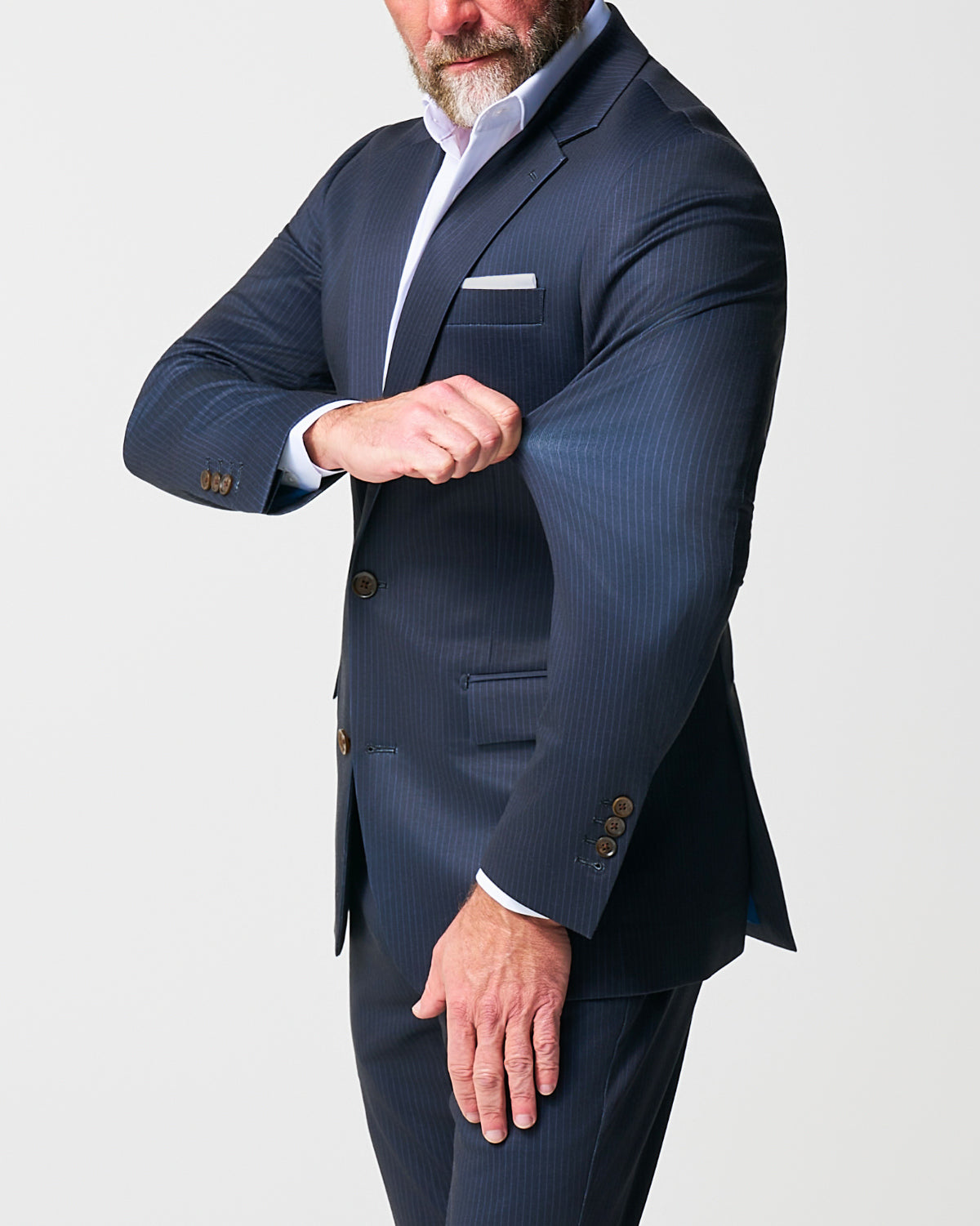 State & Liberty - Athletic Fit Stretch Suit - Knit Blue Chalk Stripe