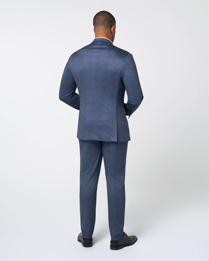 State & Liberty - Athletic Fit Stretch Suit - Storm Blue & Navy Plaid