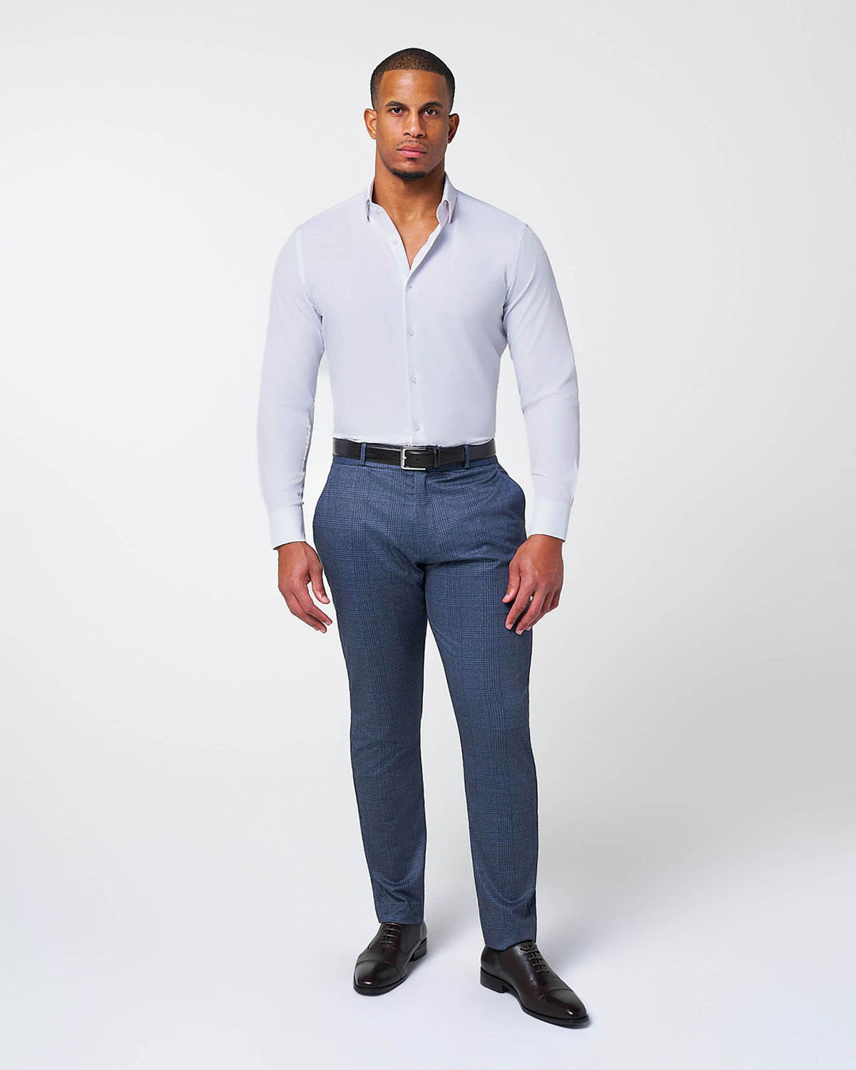 State & Liberty - Athletic Fit Stretch Suit - Storm Blue & Navy Plaid