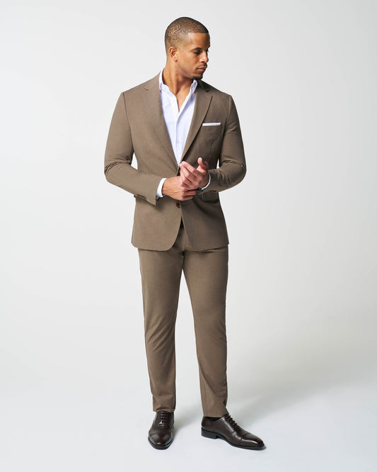 State & Liberty - Athletic Fit Stretch Suit - Lightweight Heathered Latte