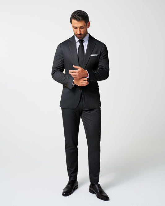 State & Liberty - Athletic Fit Stretch Suit - Knit Charcoal Microcheck