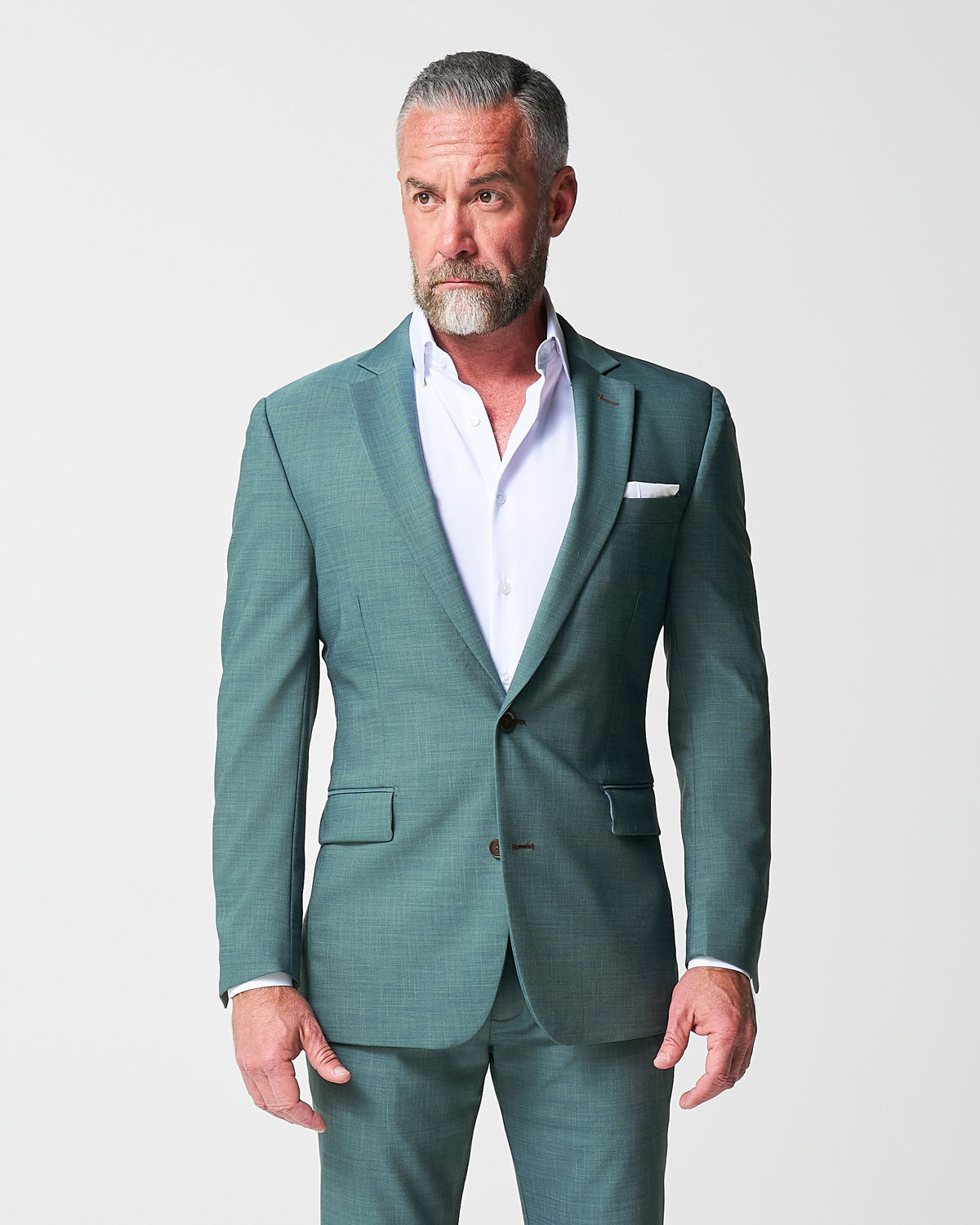 State & Liberty - Athletic Fit Stretch Suit - Heathered Sea Green