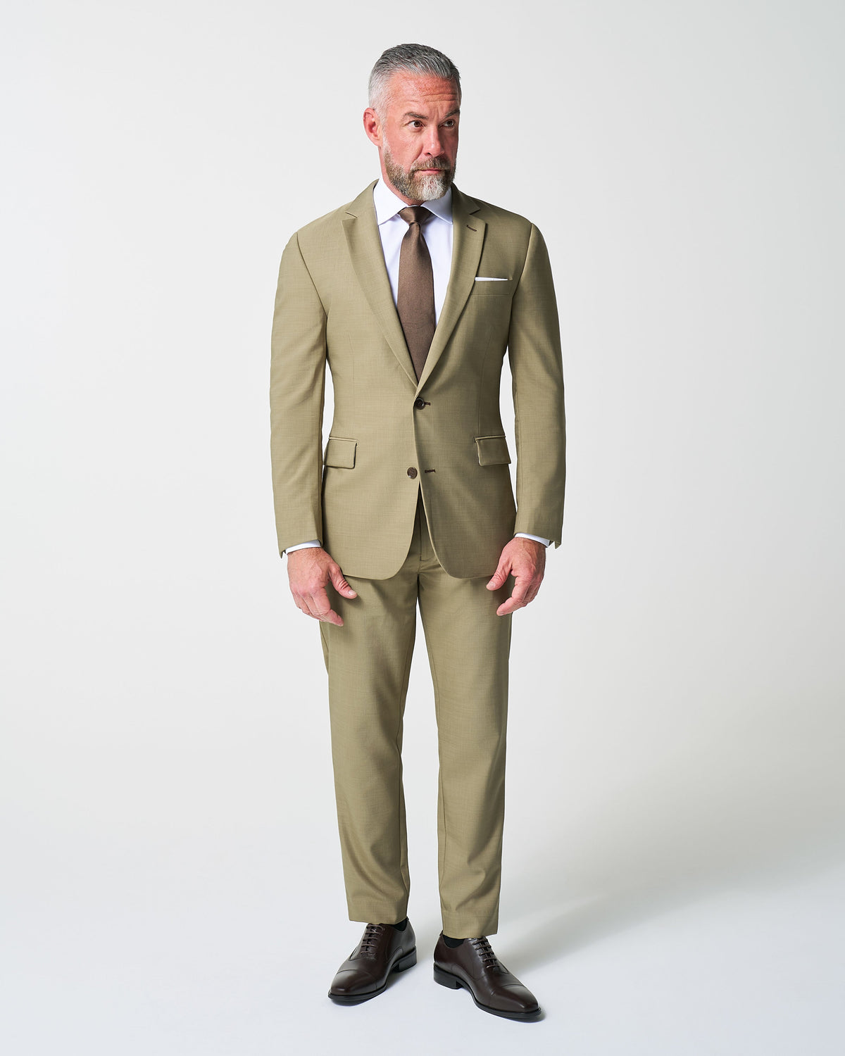 State & Liberty - Athletic Fit Stretch Suit - Heathered Olive