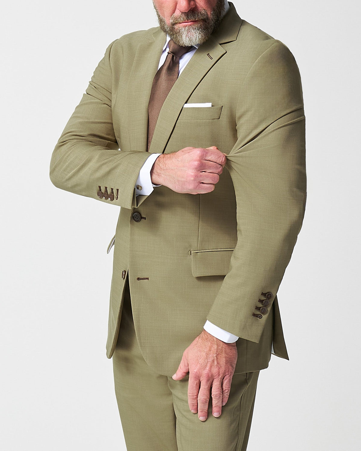 State & Liberty - Athletic Fit Stretch Suit - Heathered Olive
