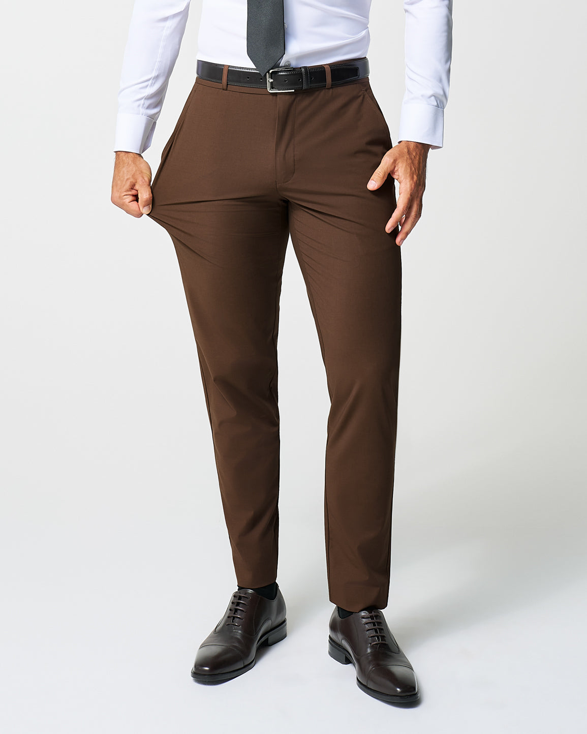 State & Liberty - Athletic Fit Stretch Suit - Lightweight Heathered Chocolate