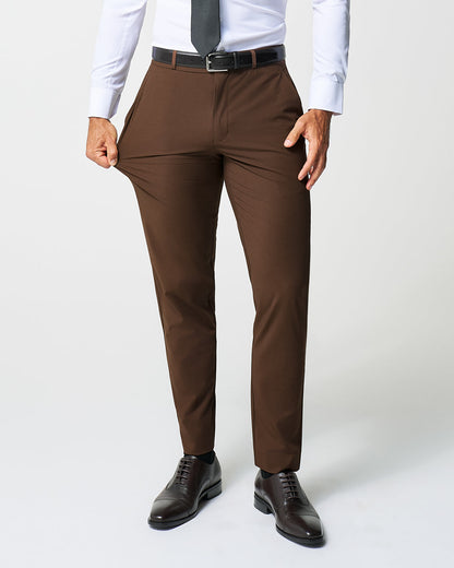 State & Liberty - Athletic Fit Stretch Suit - Lightweight Heathered Chocolate