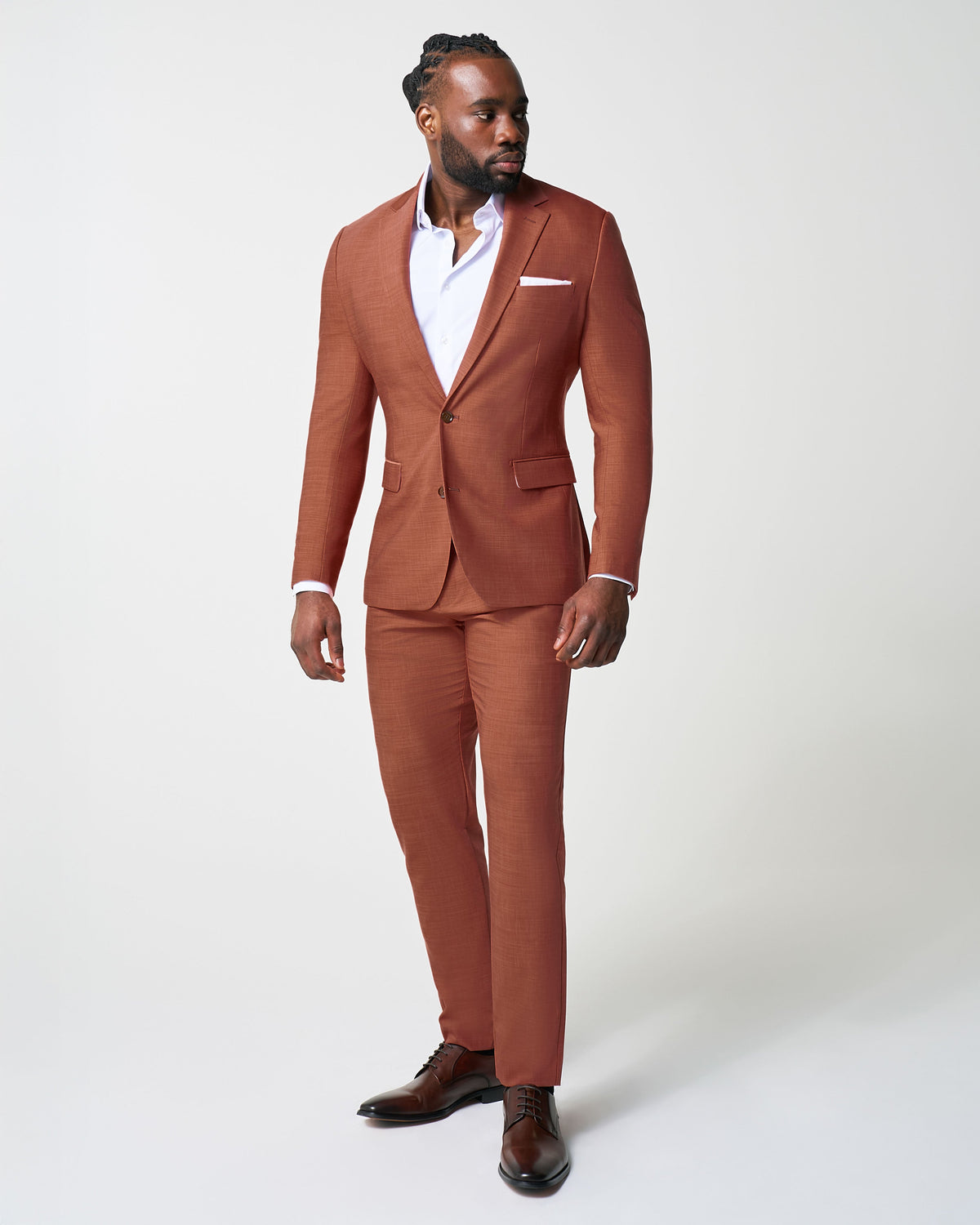 State & Liberty - Athletic Fit Stretch Suit - Heathered Burnt Orange