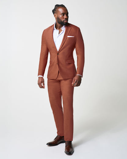 State & Liberty - Athletic Fit Stretch Suit - Heathered Burnt Orange
