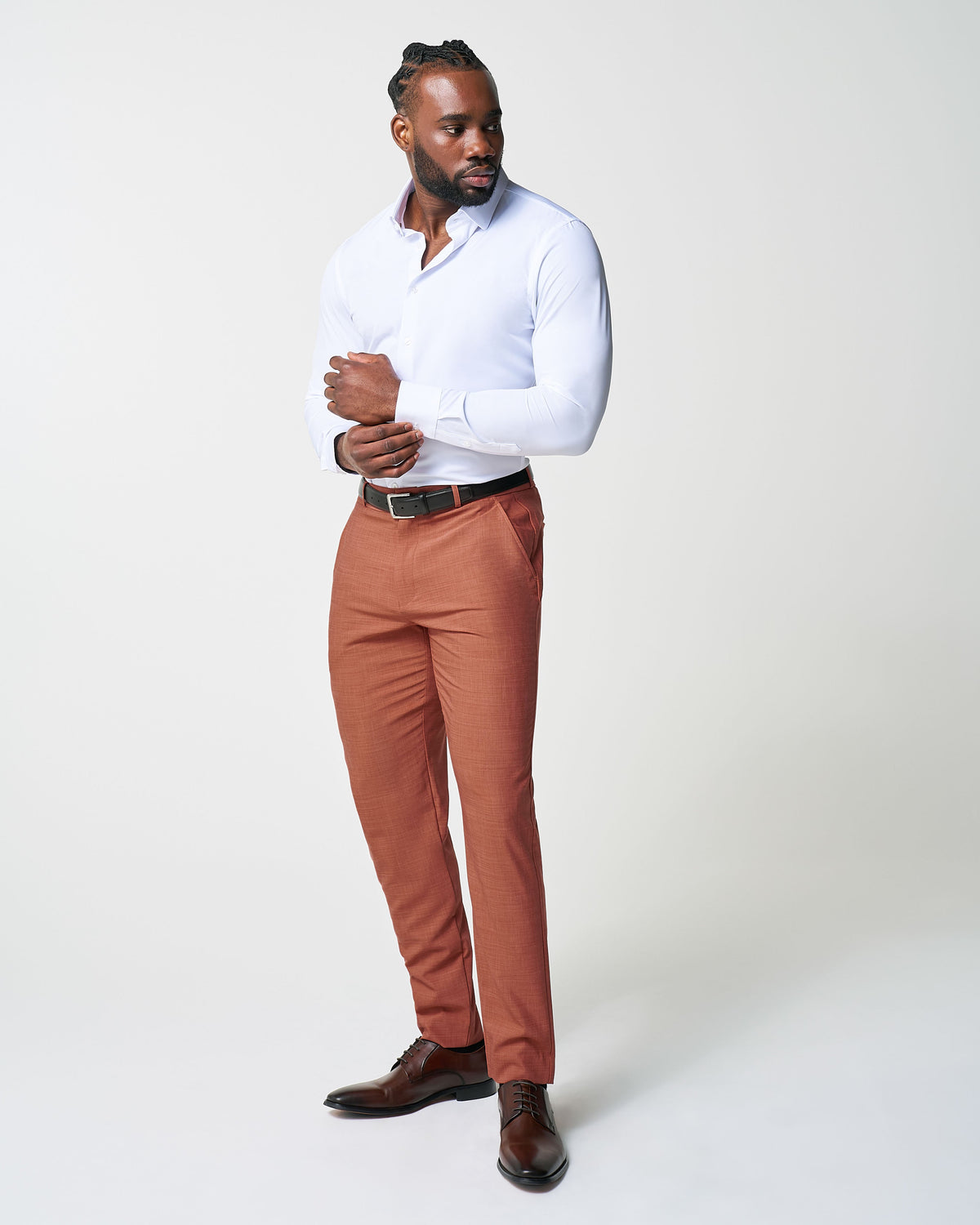 State & Liberty - Athletic Fit Stretch Suit - Heathered Burnt Orange