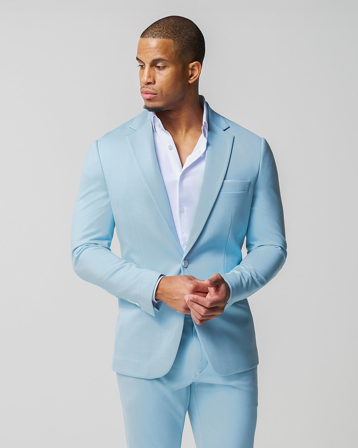 State & Liberty - Athletic Fit Stretch Suit - Solid Cool Blue