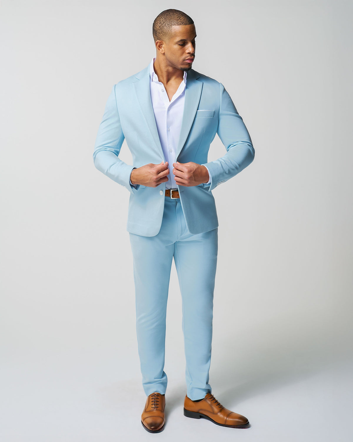 State & Liberty - Athletic Fit Stretch Suit - Solid Cool Blue