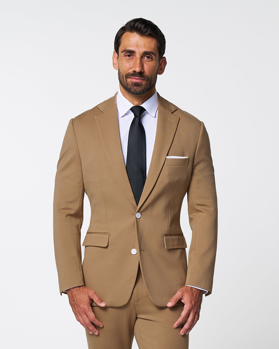 State & Liberty - Athletic Fit Stretch Suit - Solid Dark Tan