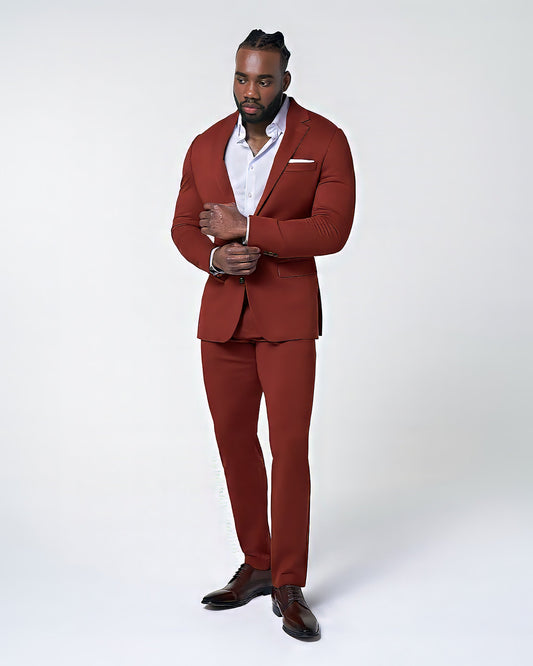 State & Liberty - Athletic Fit Stretch Suit - Solid Brick