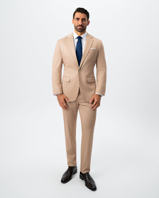State & Liberty - Athletic Fit Stretch Suit - Peach and White Pinstripe