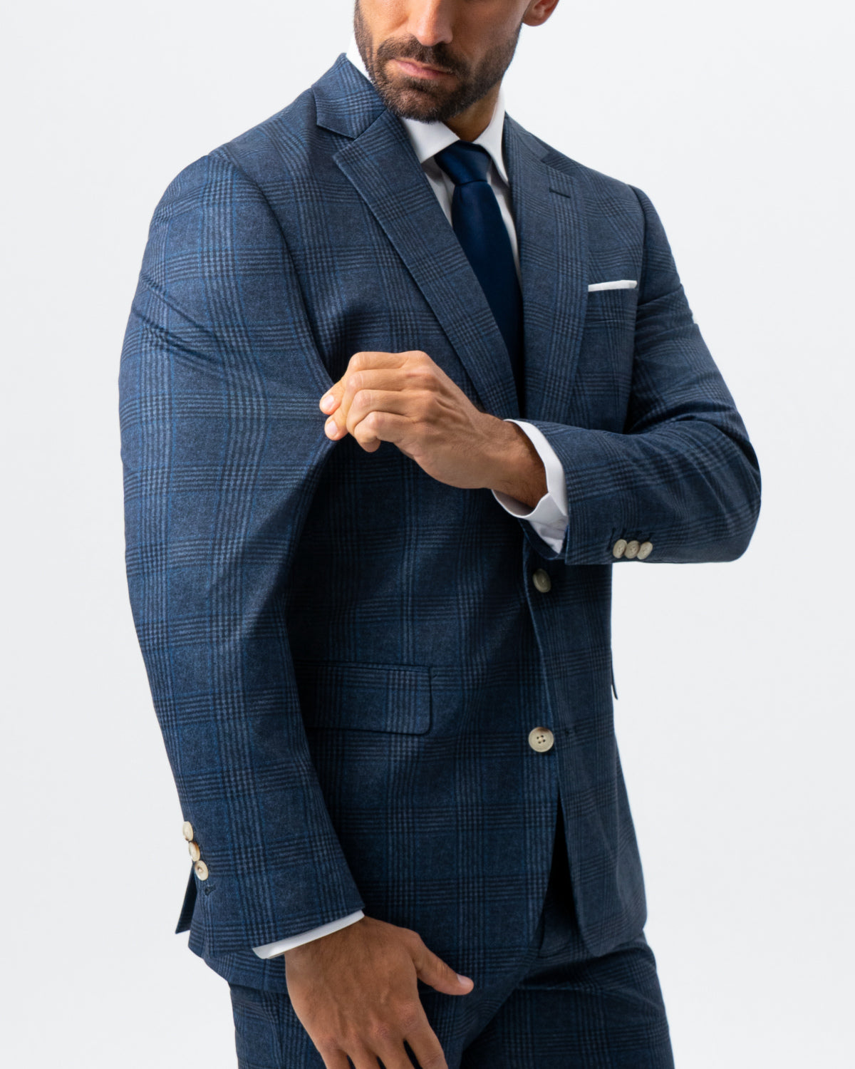 State & Liberty - Athletic Fit Stretch Suit - Electric Blue and Black Plaid