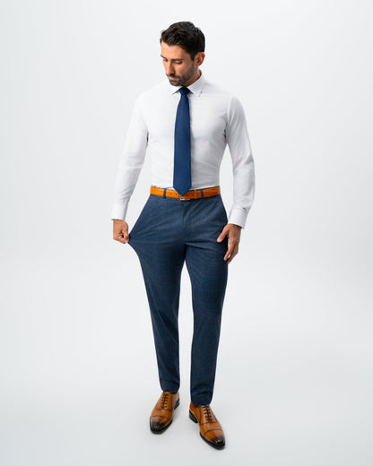 State & Liberty - Athletic Fit Stretch Suit - Electric Blue and Black Plaid