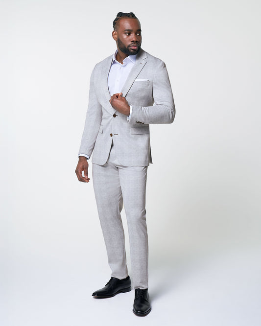 State & Liberty - Athletic Fit Stretch Suit - Light Grey Plaid