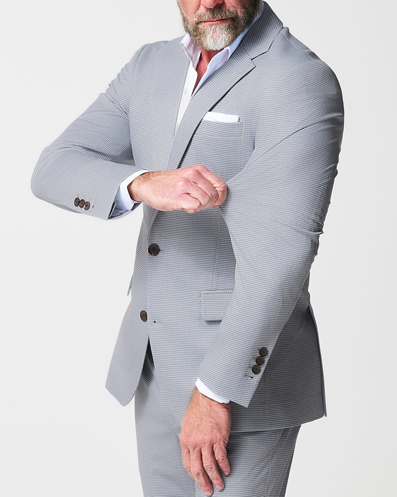 State & Liberty - Athletic Fit Stretch Suit - Grey Houndstooth Microcheck