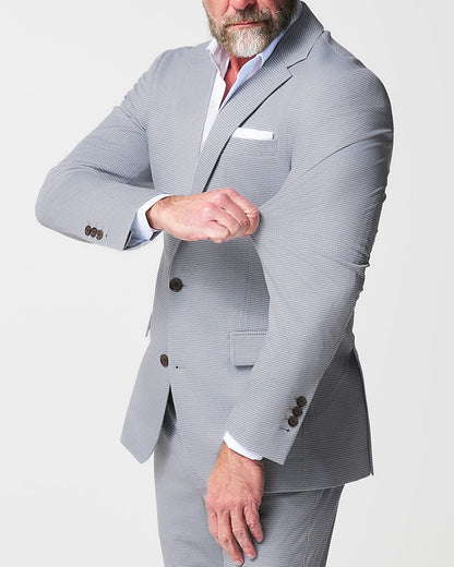 State & Liberty - Athletic Fit Stretch Suit - Grey Houndstooth Microcheck