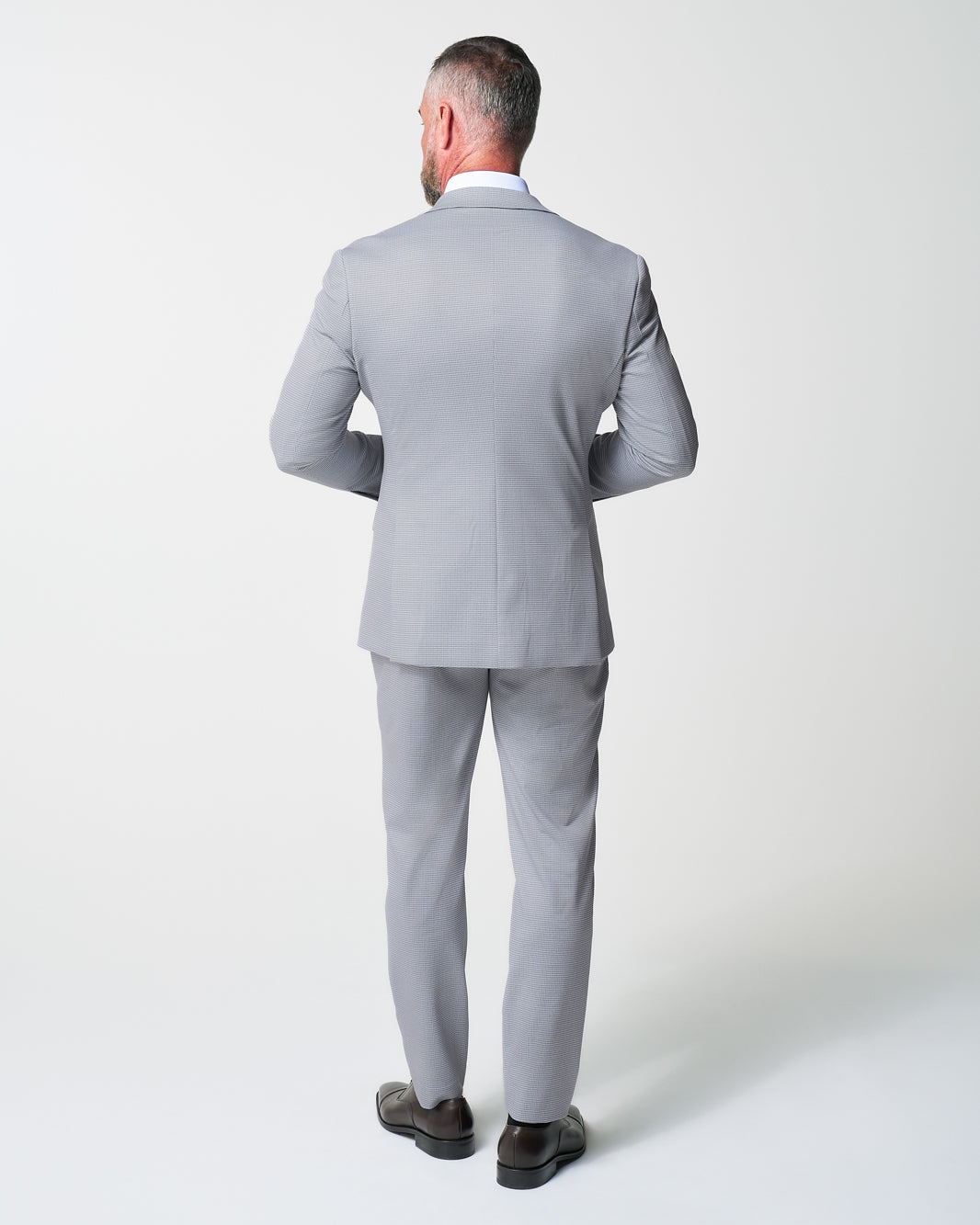 State & Liberty - Athletic Fit Stretch Suit - Grey Houndstooth Microcheck