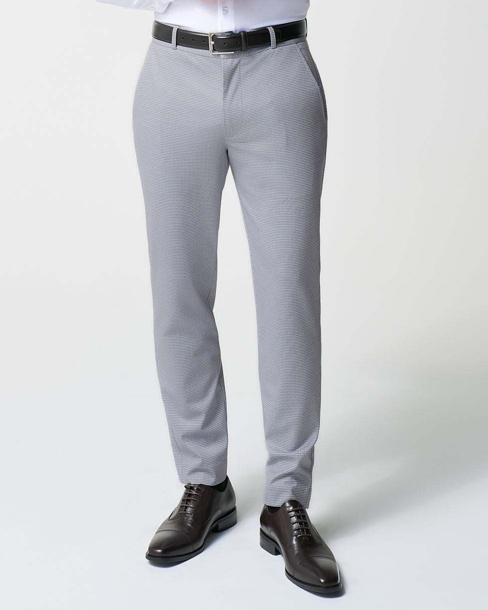 State & Liberty - Athletic Fit Stretch Suit - Grey Houndstooth Microcheck