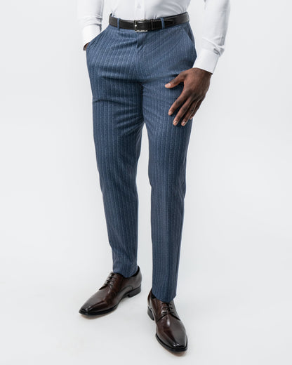 State & Liberty - Athletic Fit Stretch Suit - Textured Navy Chalk Stripe