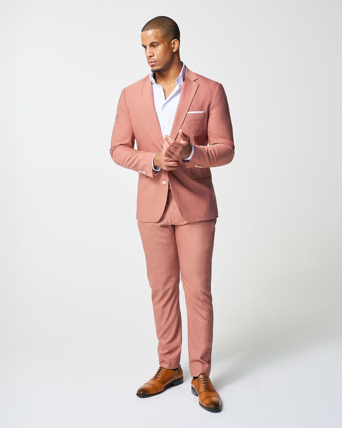 State & Liberty - Athletic Fit Stretch Suit - Heathered Salmon