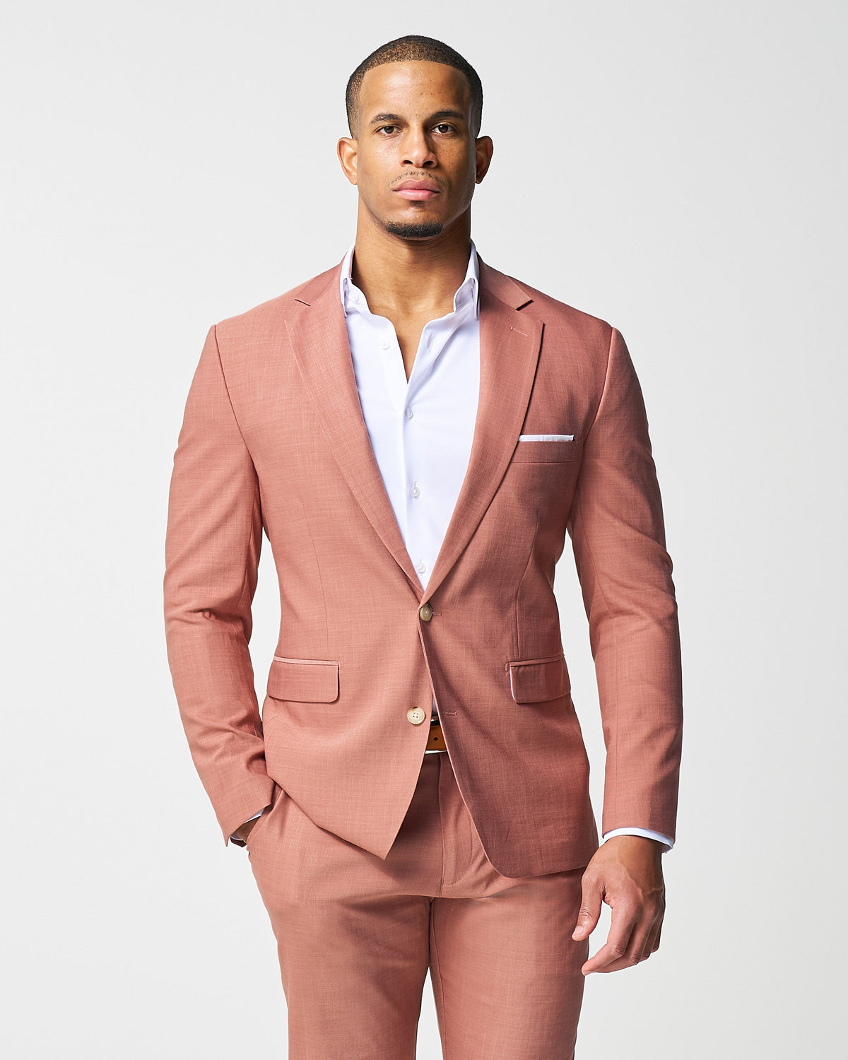 State & Liberty - Athletic Fit Stretch Suit - Heathered Salmon
