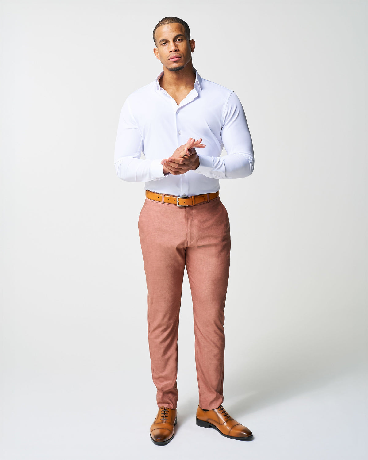 State & Liberty - Athletic Fit Stretch Suit - Heathered Salmon